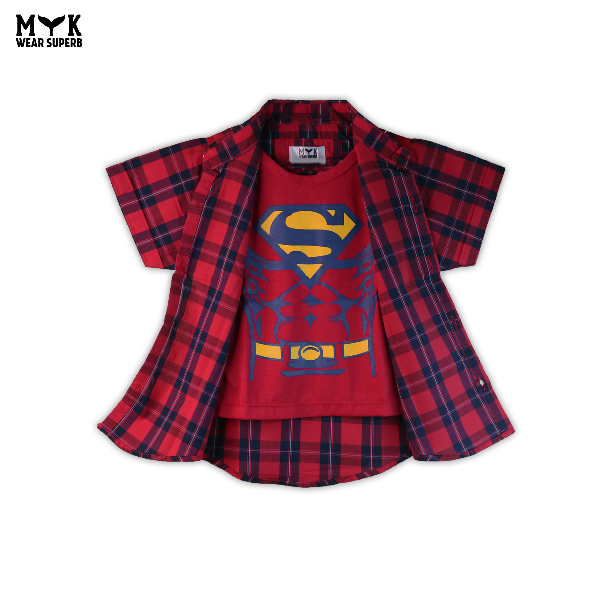 Red Hero Open Casual Shirt Set