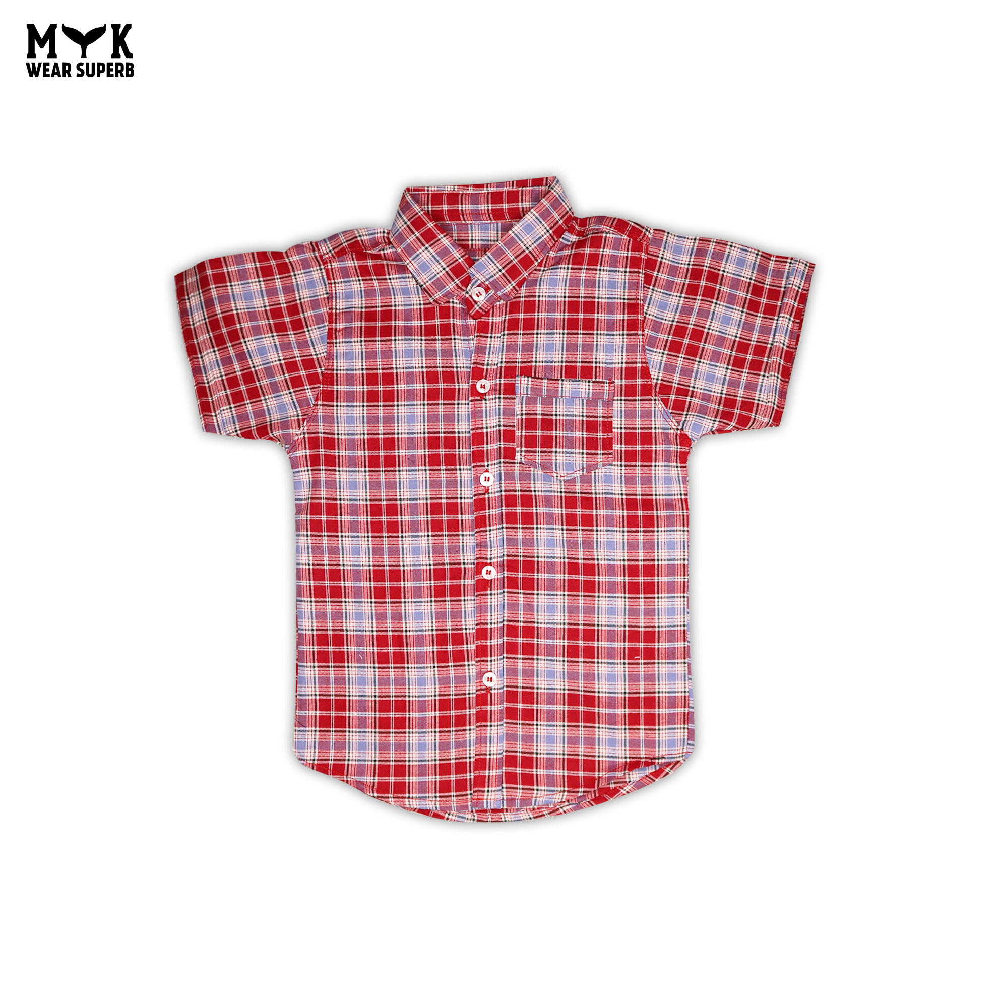Classic Red Plaid Boys' Summer Shirt – Stylish & Comfortable