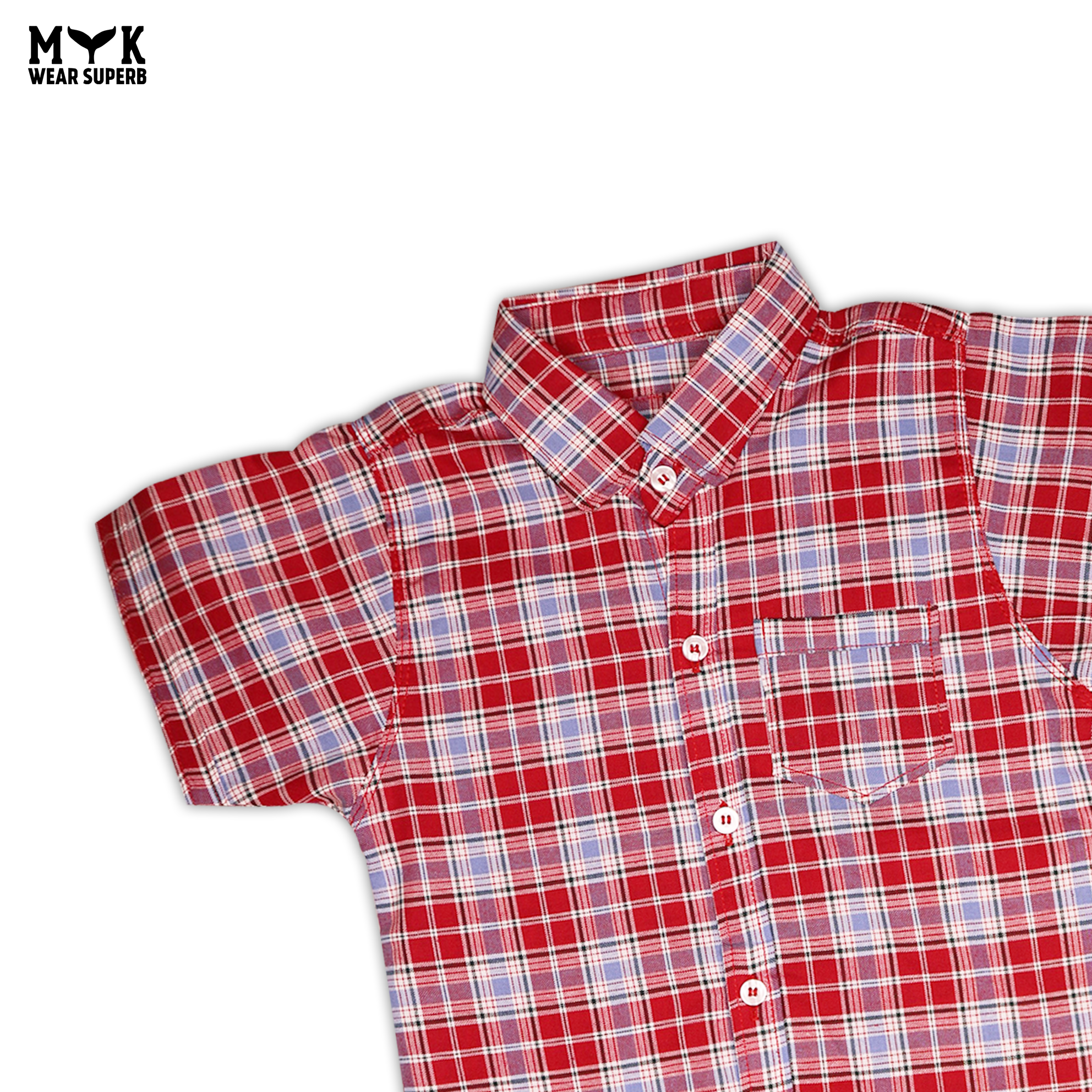 Classic Red Plaid Boys' Summer Shirt – Stylish & Comfortable