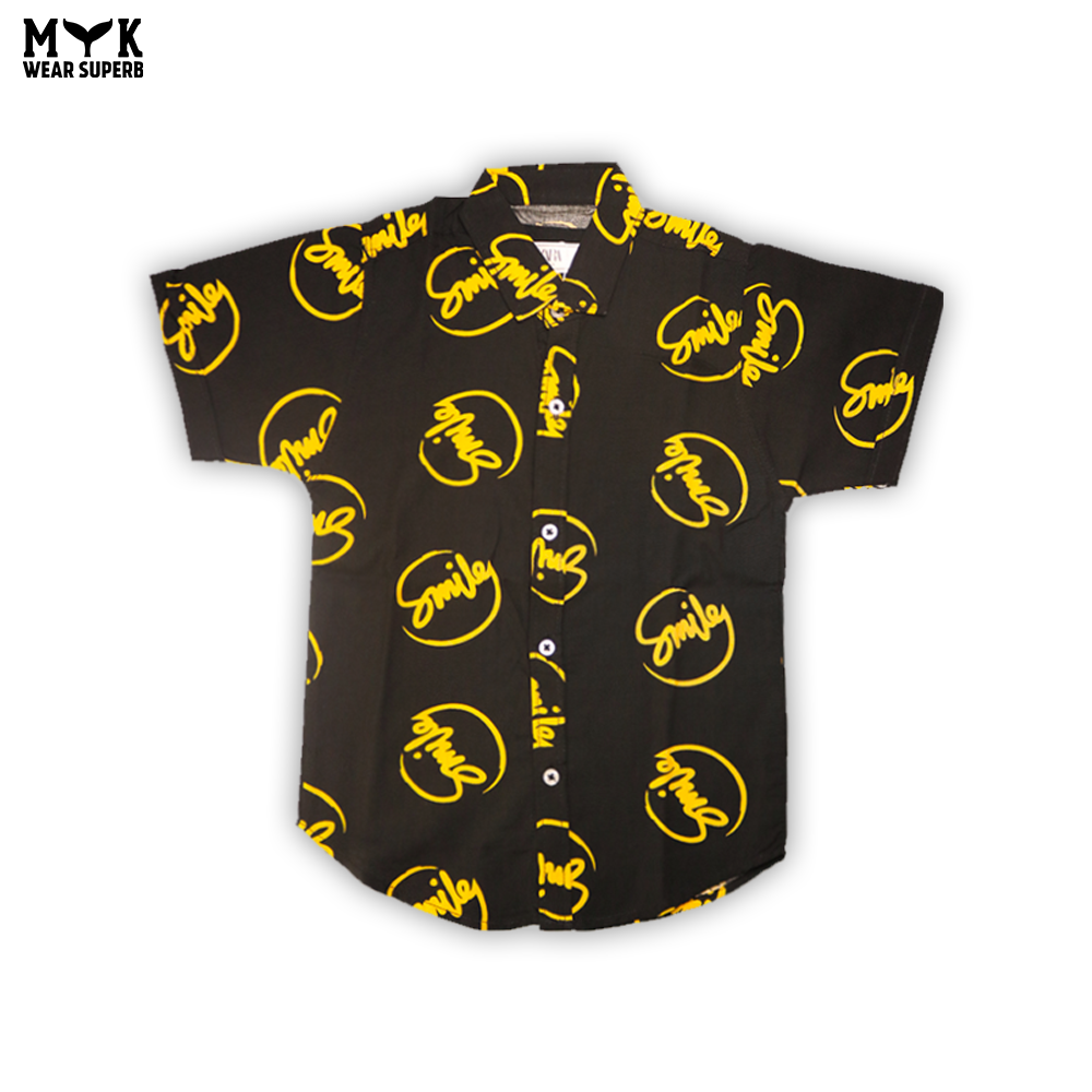 Boys Black & Yellow Smile Linen Co-Ord