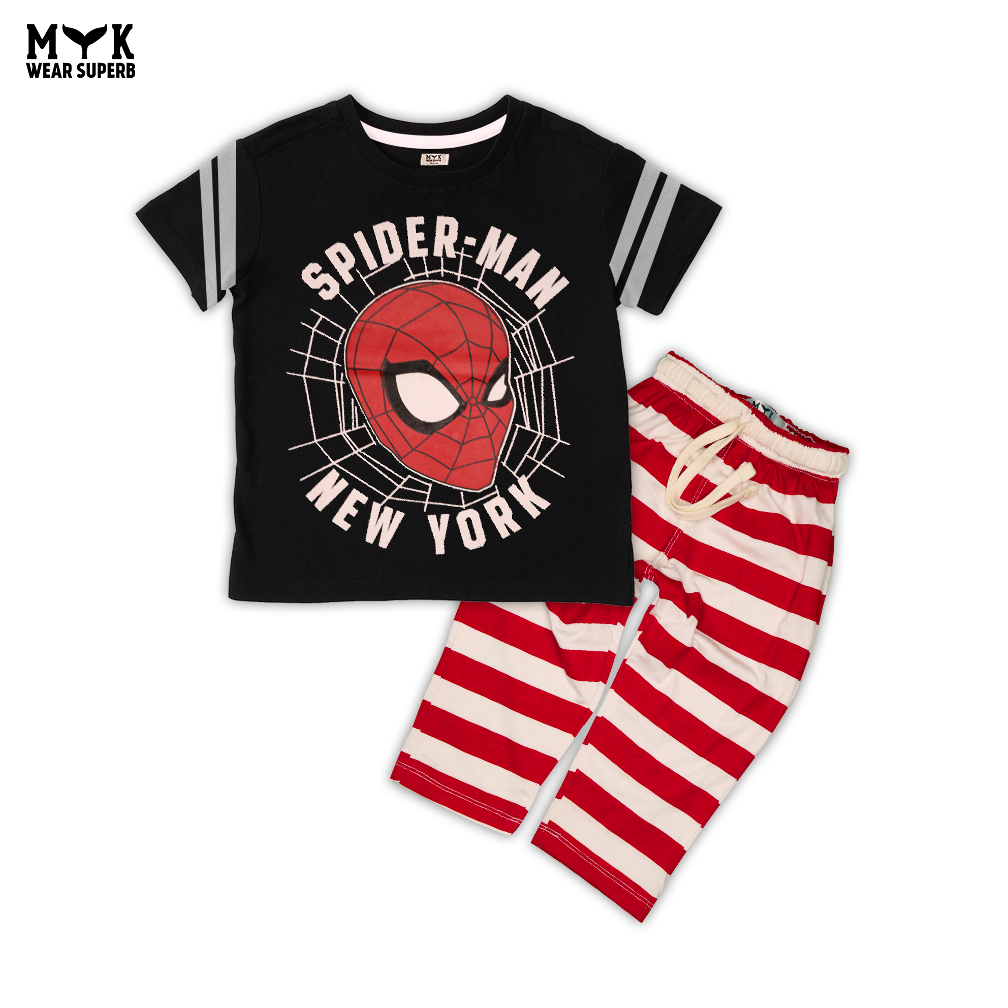 Spiderman New York T-Shirt & Striped Pajama Set