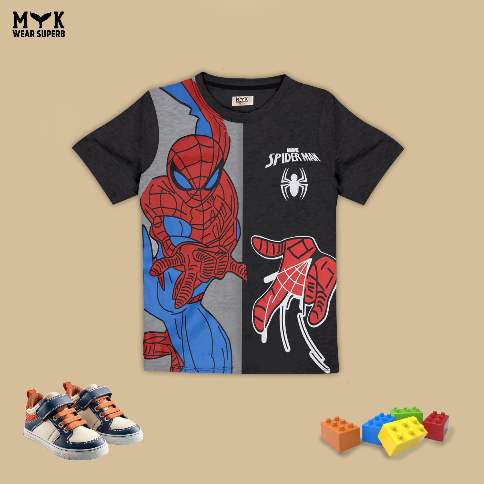 Spiderman Hero Action Summer Outfit for Kids