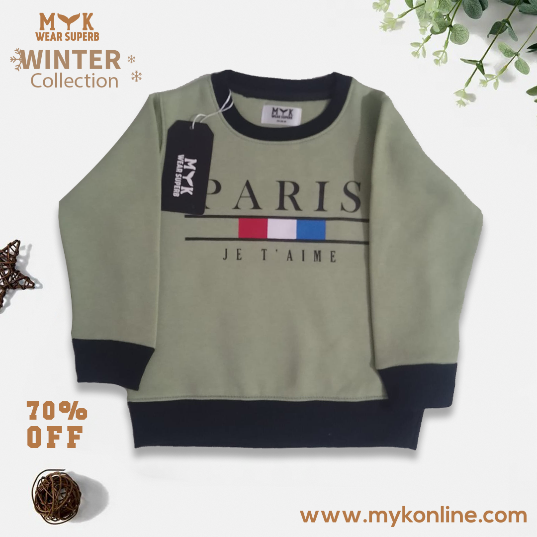 Paris Green Baby Boy Sweatshirt Full Sleeve