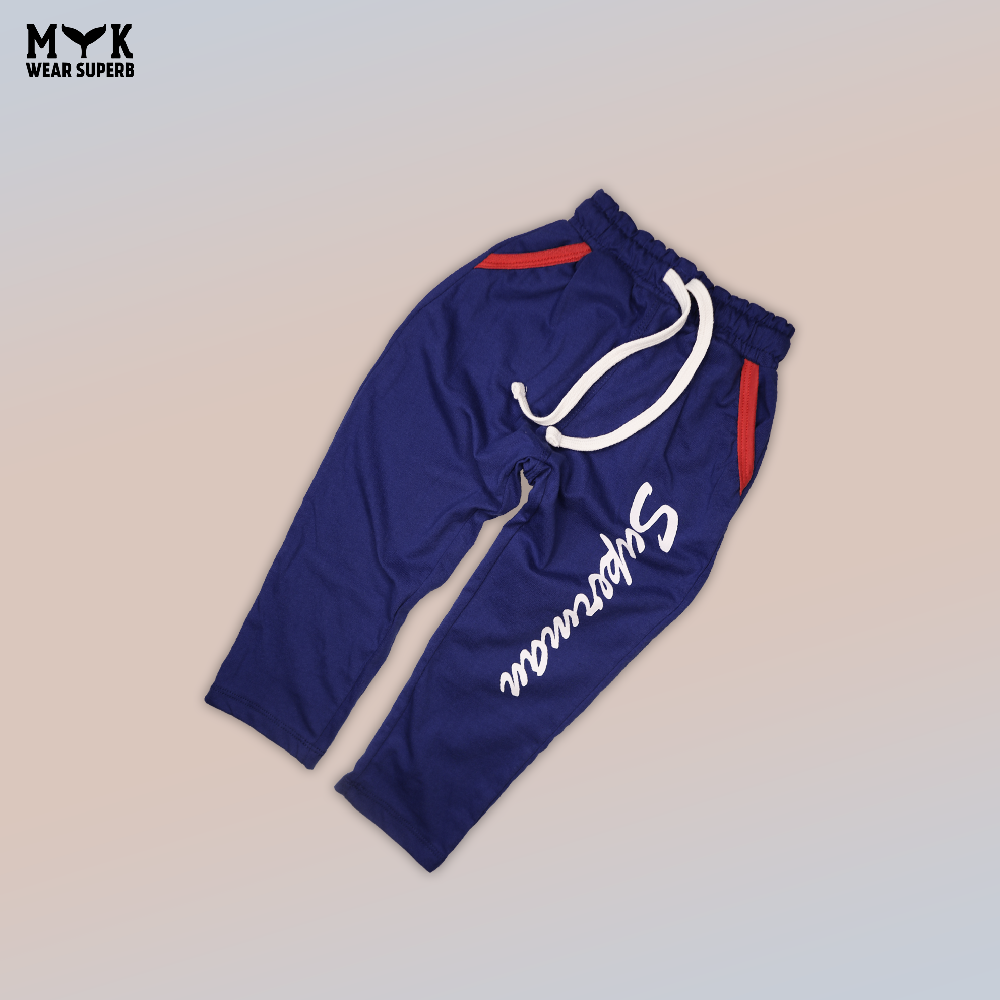 Superman Printed White Blue Summer T-Shirt & Blue Trouser Set for Boys