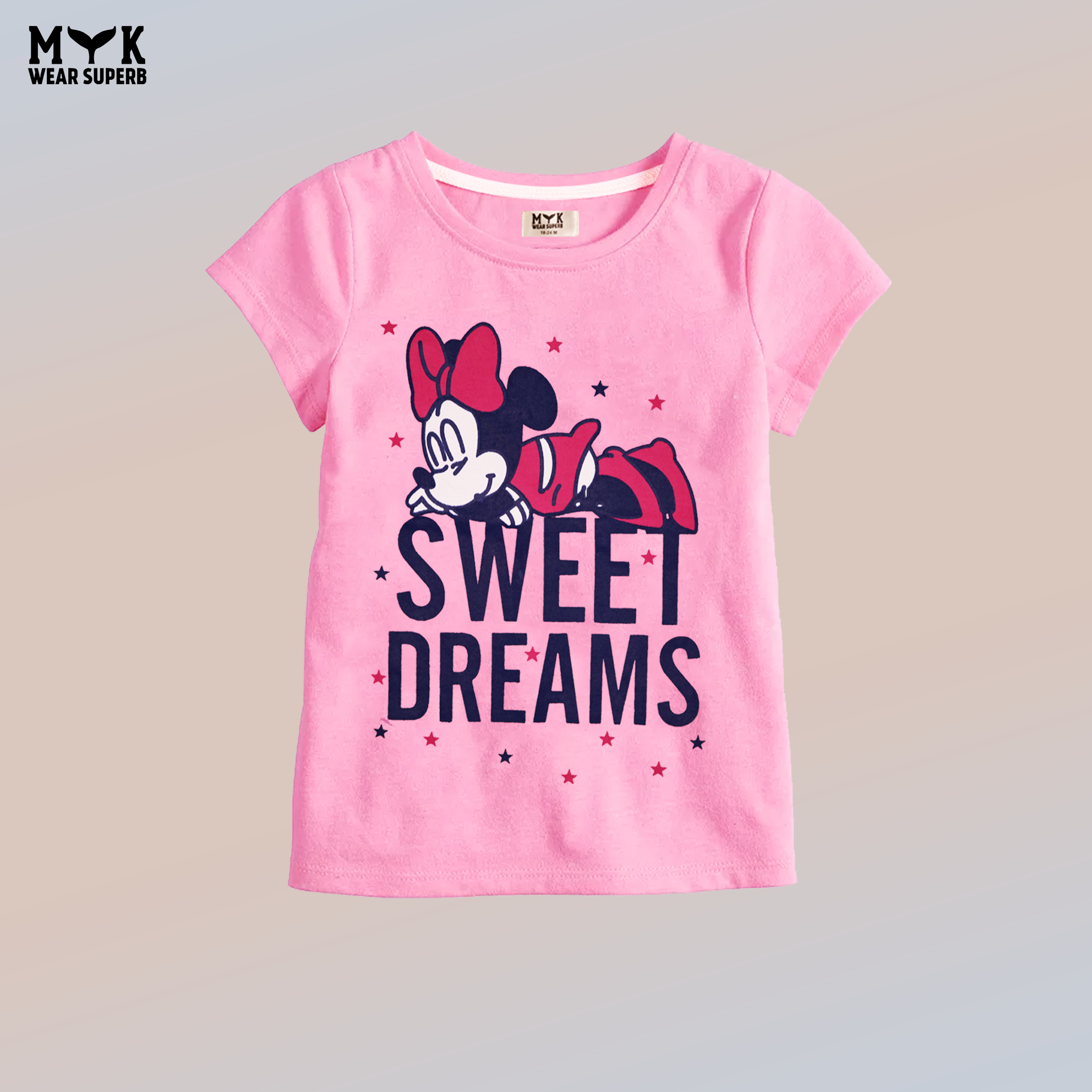 DreamBlush Minnie Mouse Nightwear Set for Girls with Pink Bow print