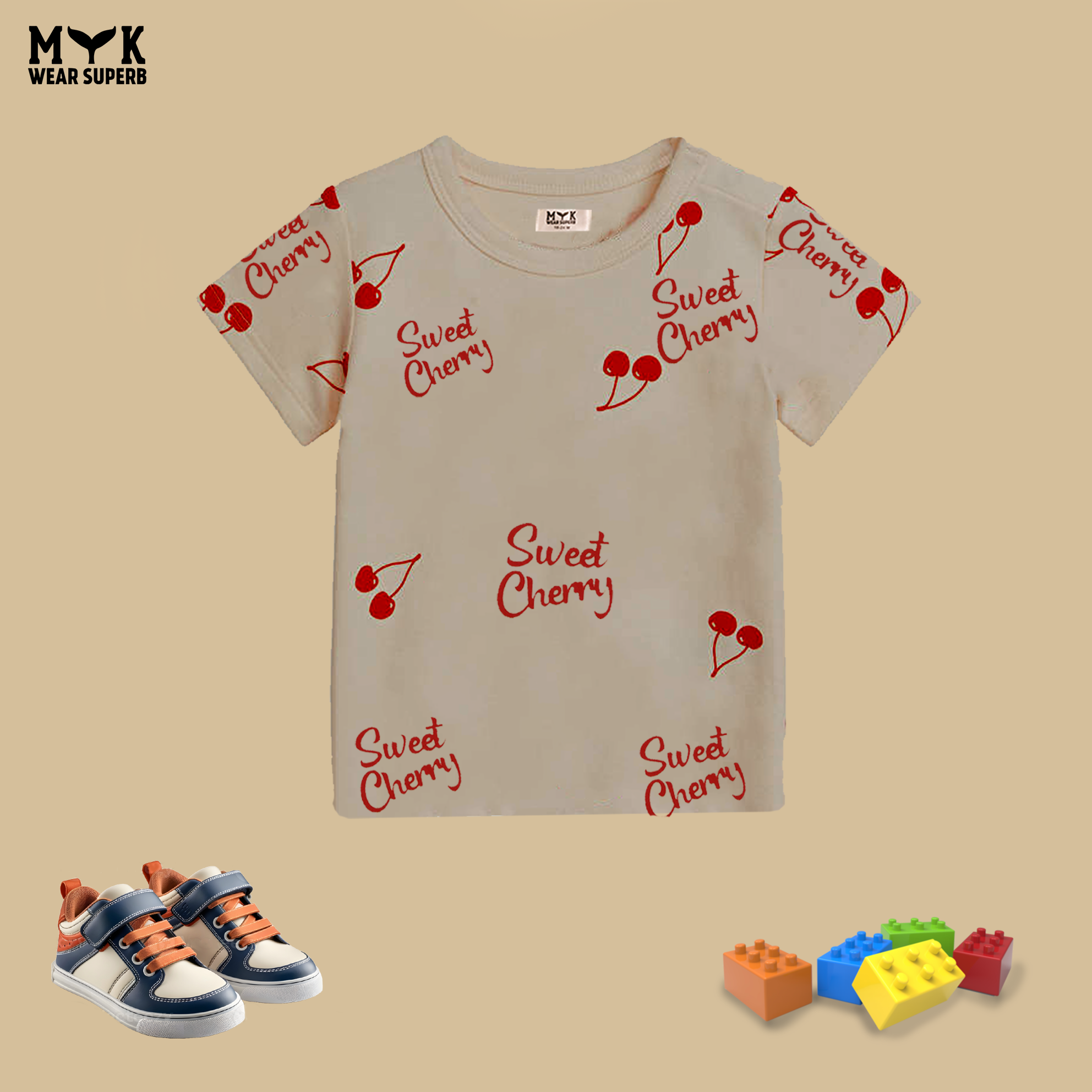 Baby Sweet Cherry Printed Summer Outfit