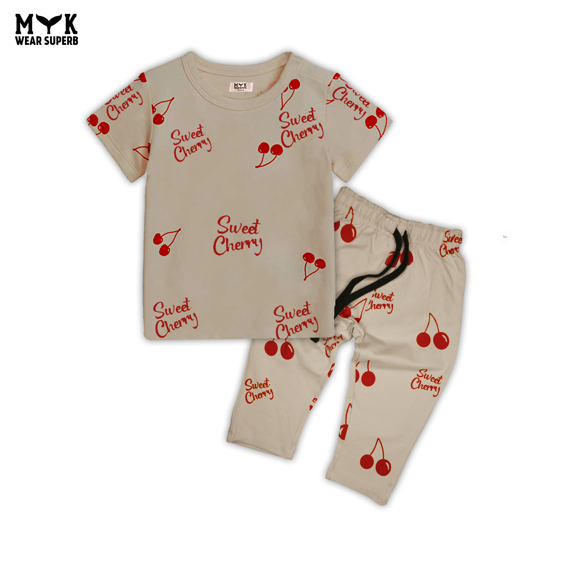Baby Sweet Cherry Printed Summer Outfit