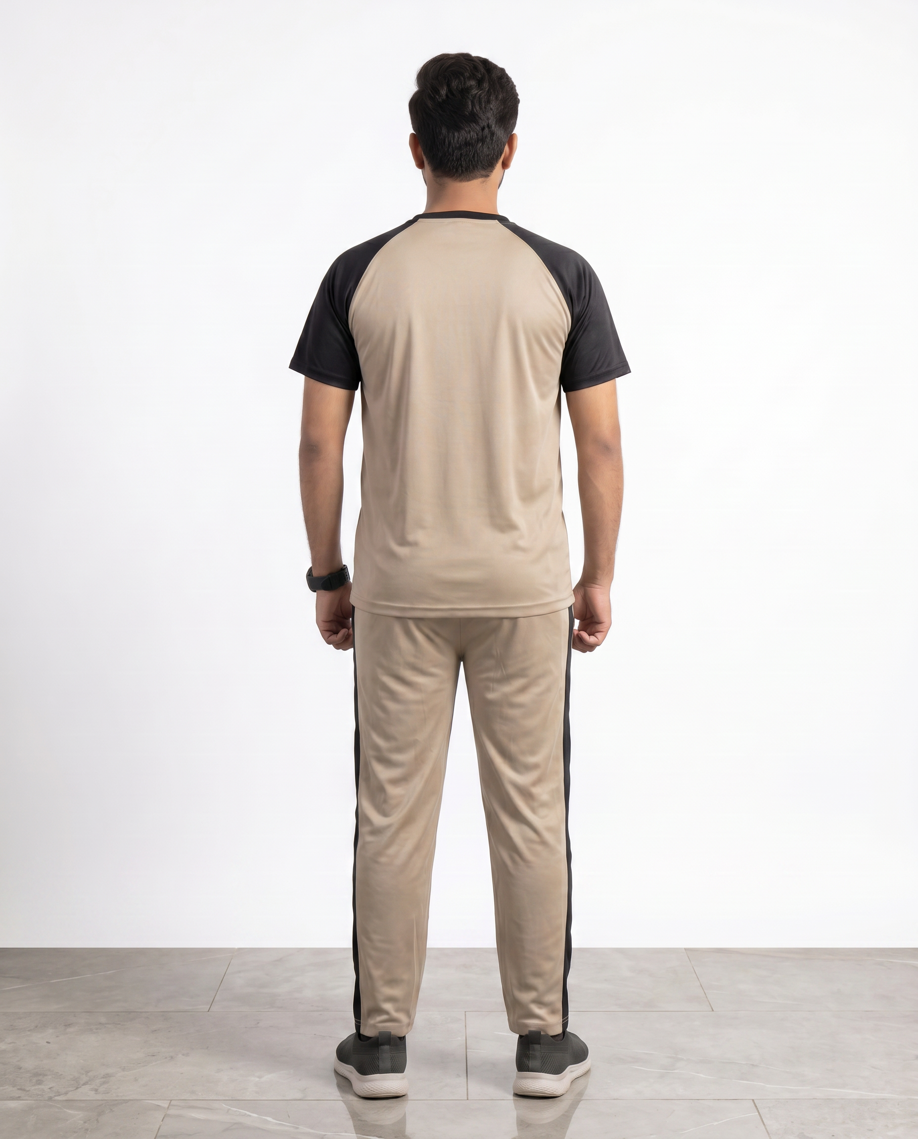 Men’s Beige & Black Raglan Tracksuit – MYK Summer Set