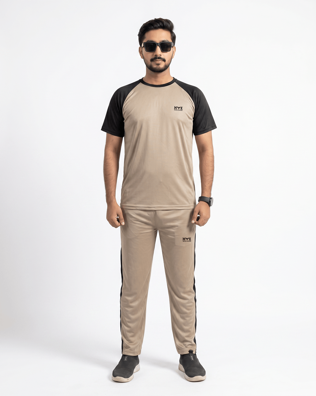 Beige & Black Raglan Tracksuit