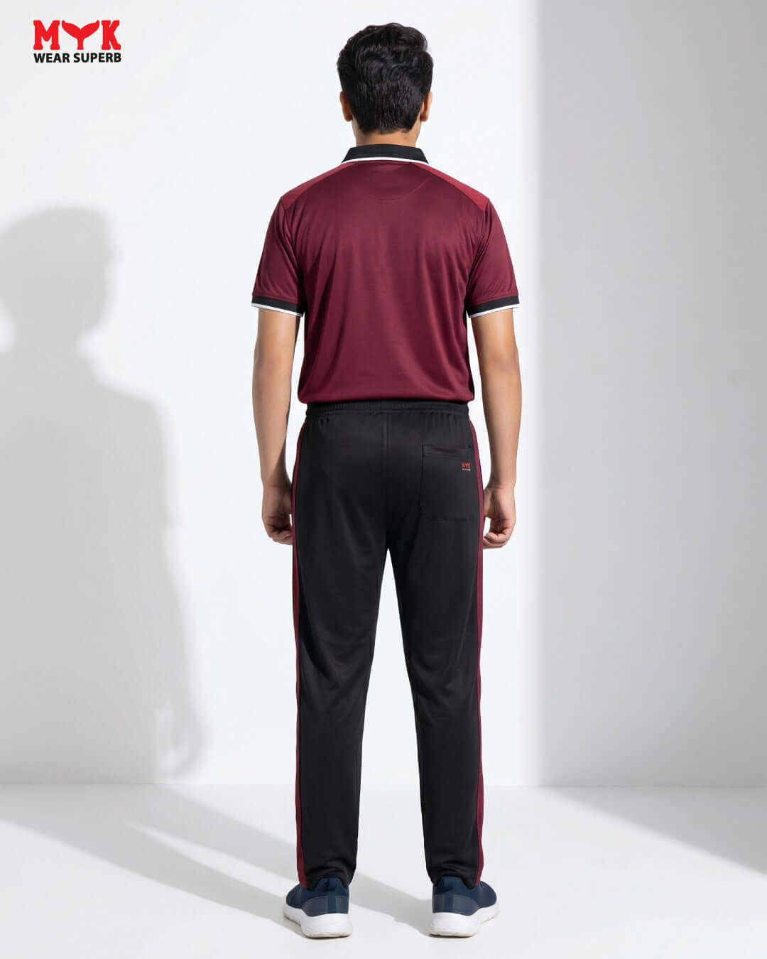 Men’s Maroon & Black MYK Tracksuit – Polo Shirt Trouser Set - MYK_Fatimas