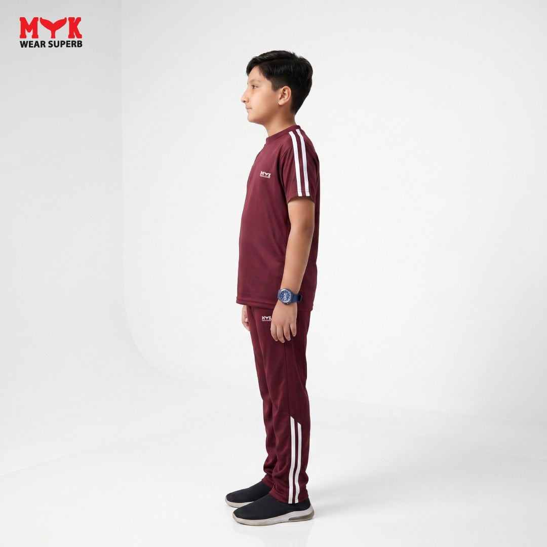 Kids Boys Maroon Sports Tracksuit – Stylish Casual Wear - MYK_Fatimas