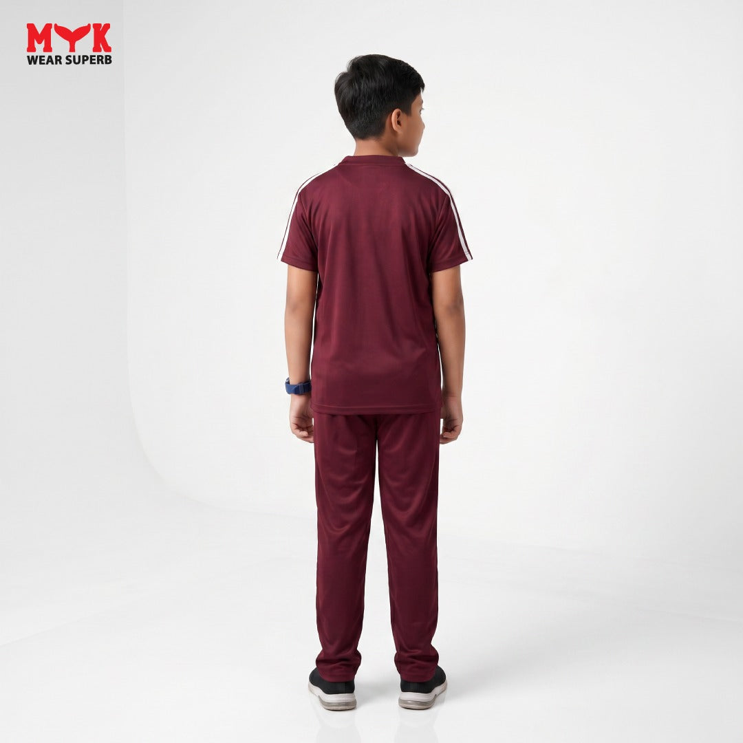 Kids Boys Maroon Sports Tracksuit – Stylish Casual Wear - MYK_Fatimas