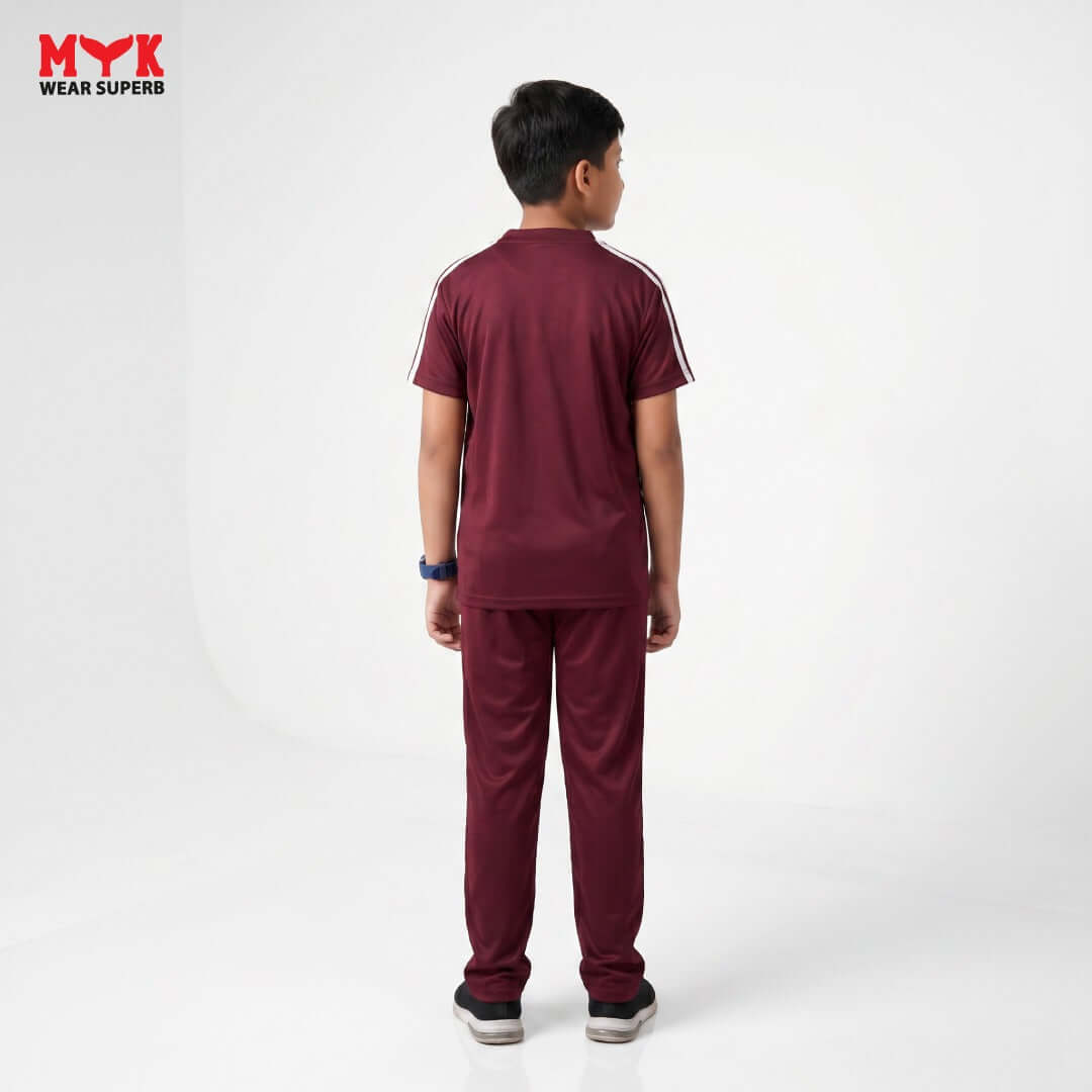 Kids Boys Maroon Sports Tracksuit – Stylish Casual Wear - MYK_Fatimas