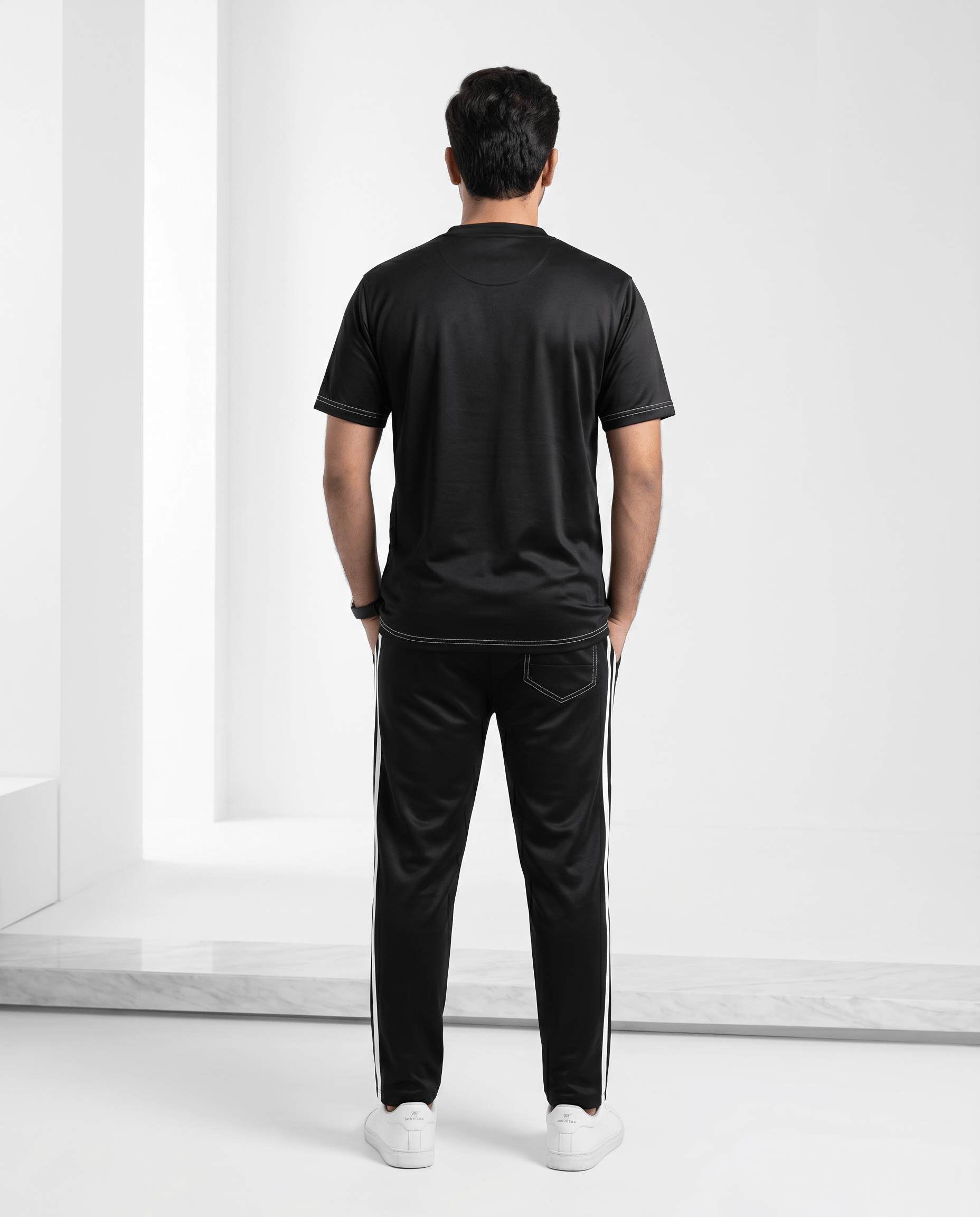 Men’s Black & White Striped Tracksuit