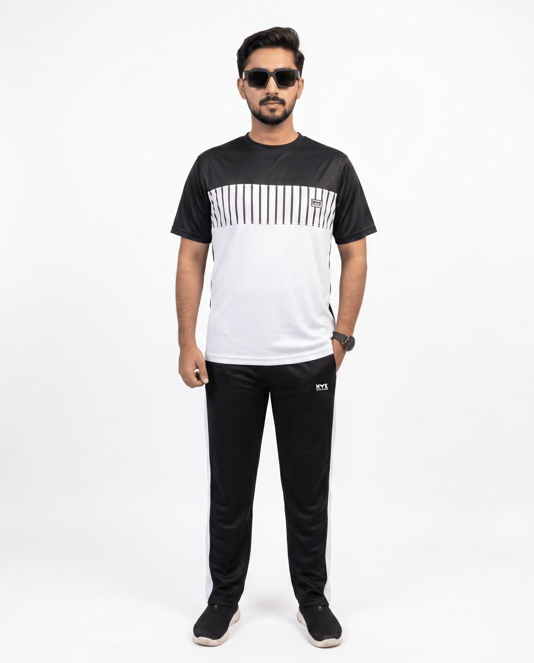Men’s Black & White Striped Tracksuit
