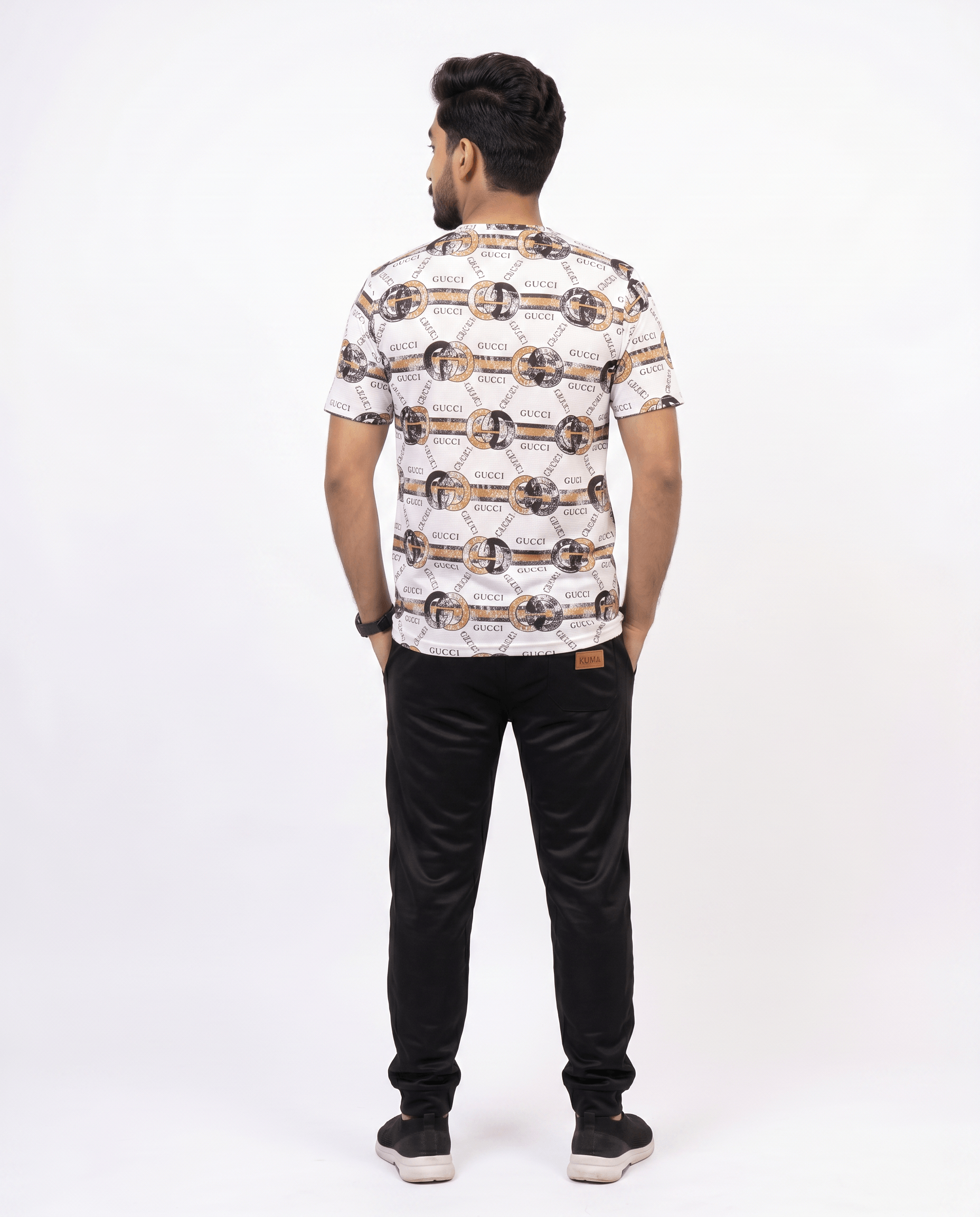 Men’s White Printed & Black Tracksuit – MYK Summer Set - MYK_Fatimas