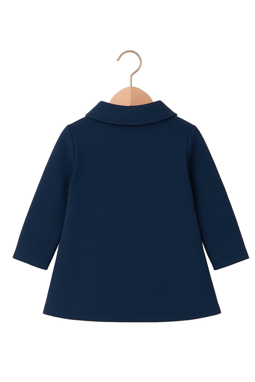 Girls’ Navy Bow-Detail Wool Coat