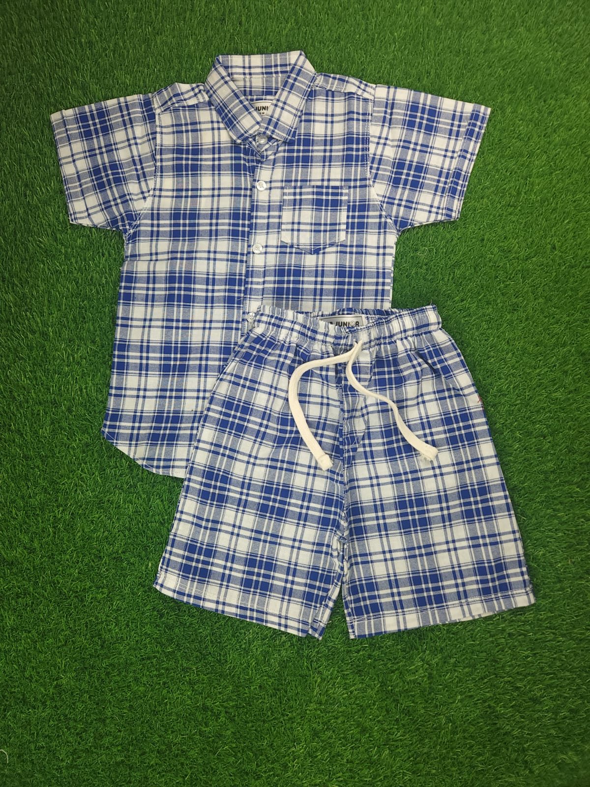 Boys' Blue & White Checkered Summer Set