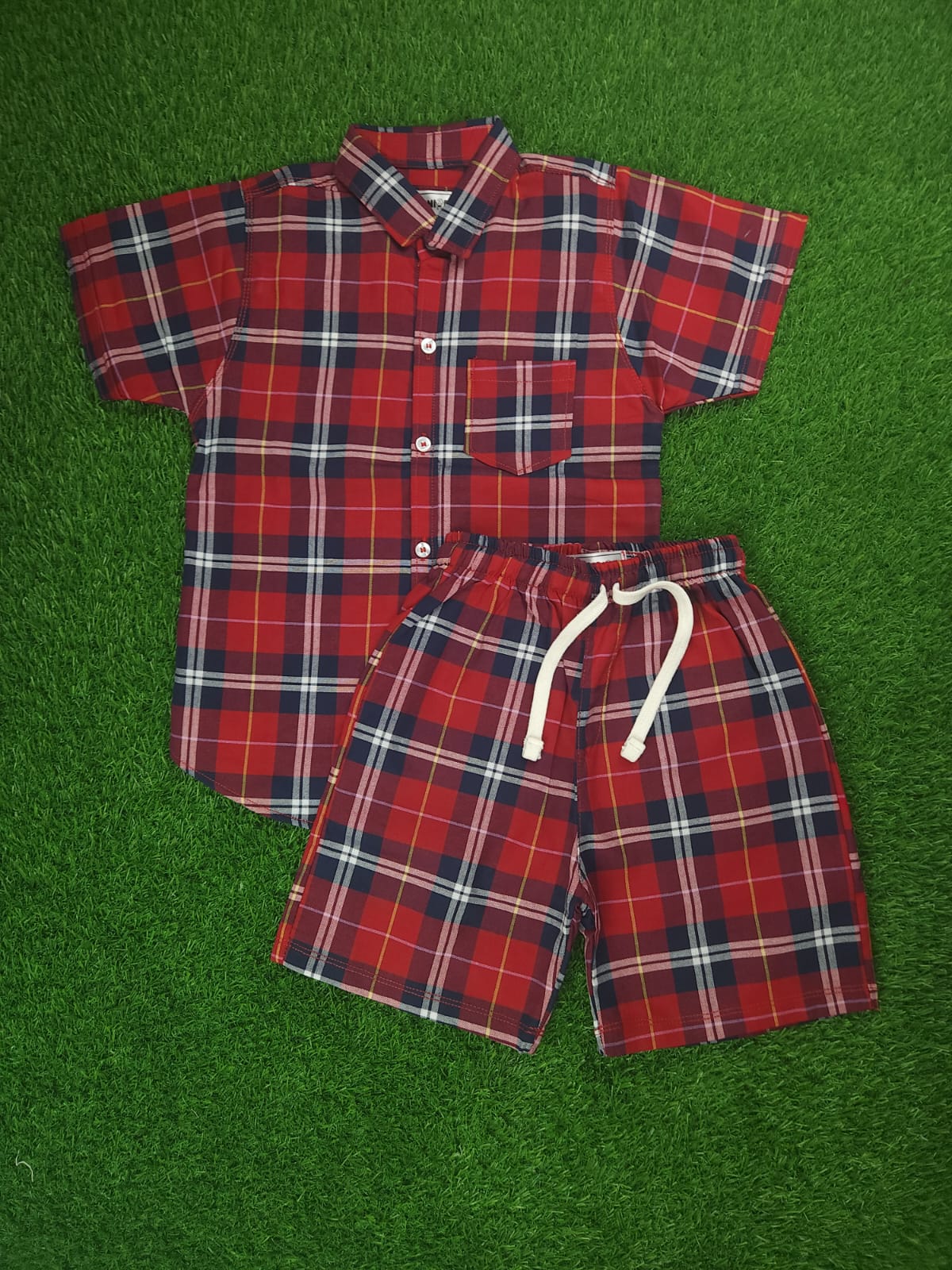 Boys' Red Plaid Summer Set