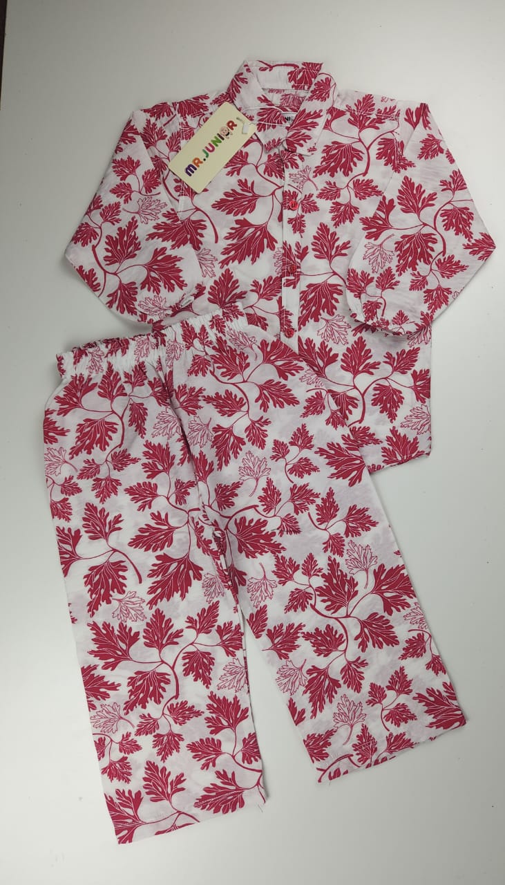 Vibrant Purple & White Leafy Summer Co-Ord Set