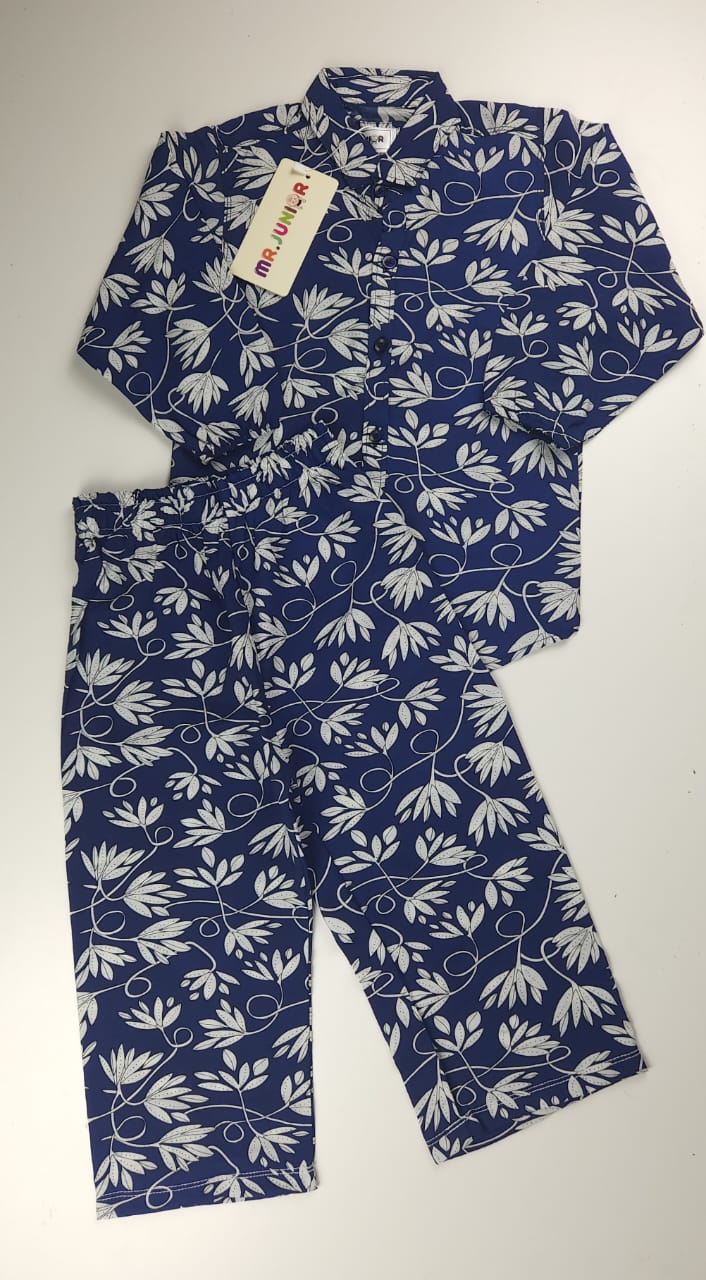 Elegant Blue & White Floral Summer Co-Ord Set