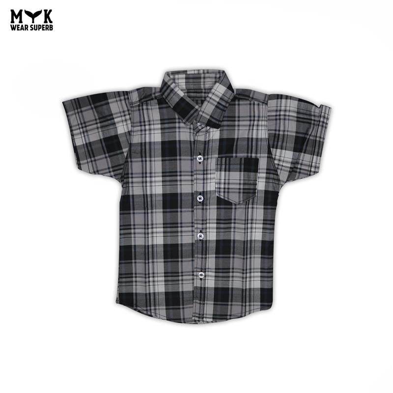 Boys Black & White Checkered Casual Shirt