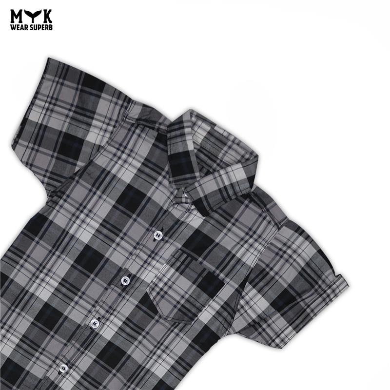 Boys’ Black & White Checkered Casual Shirt