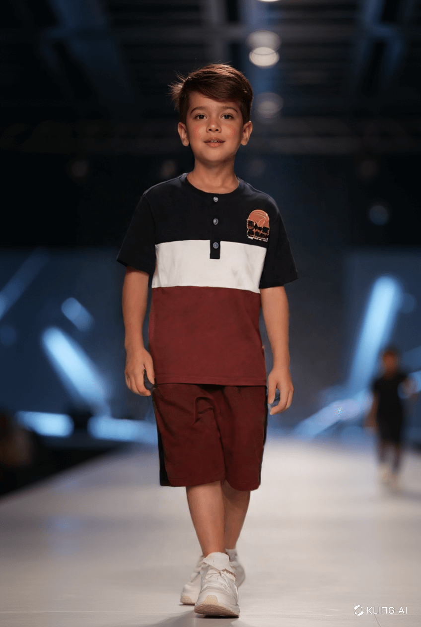 Boys Basketball Themed Colorblock T-Shirt & Shorts Set