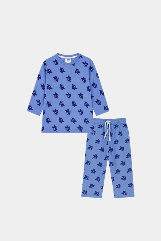 Blue Fox Print Summer Night suit Set - MYK_Fatimas