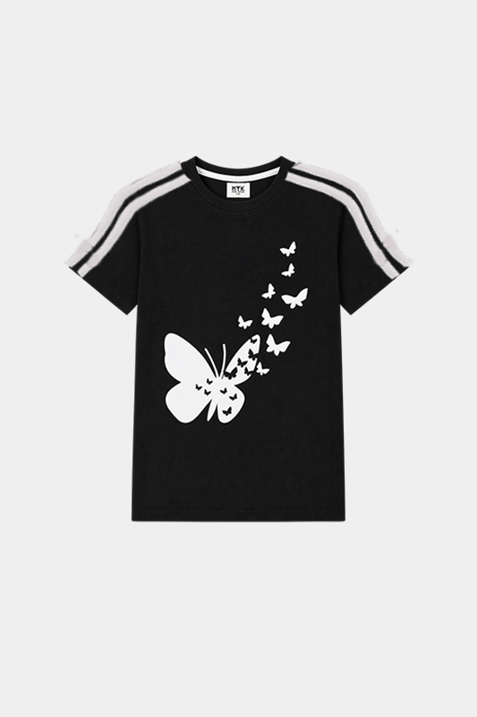 Butterfly Bliss Kids Tracksuit – Black & White Elegance - MYK_Fatimas