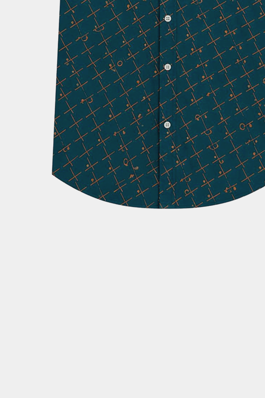 Boys' Olive Green Geometric Printed Casual Shirt - MYK_Fatimas