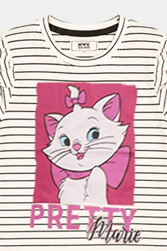 Pretty Marie Girls' Summer Night Suit – Striped Tee & Pink Pajama Set - MYK_Fatimas