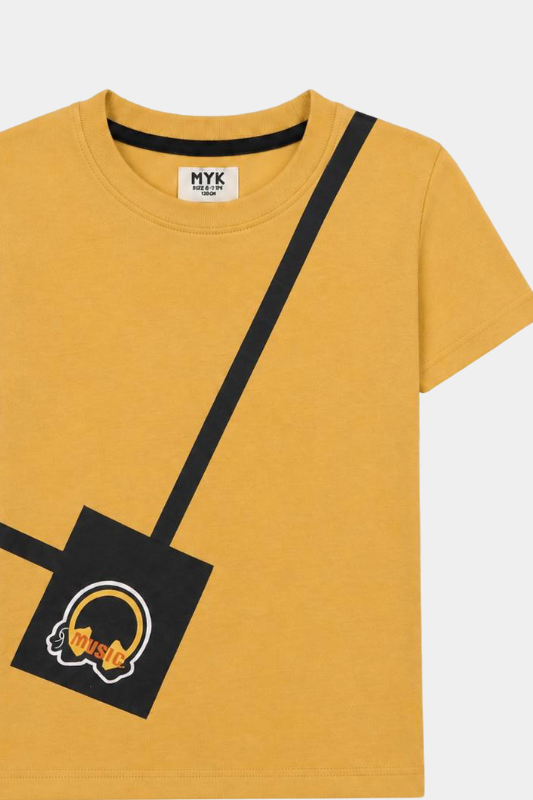 Boys' Yellow & Black Music-Themed T-Shirt and Shorts Set - MYK_Fatimas
