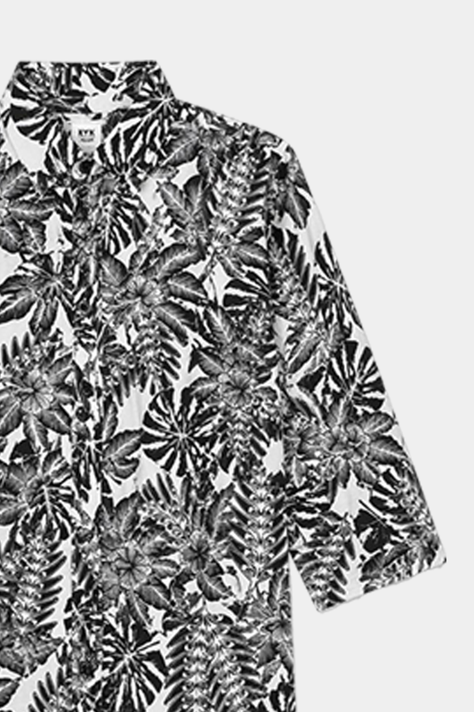 Black & White Floral Leaf Print Co-Ord Set - MYK_Fatimas