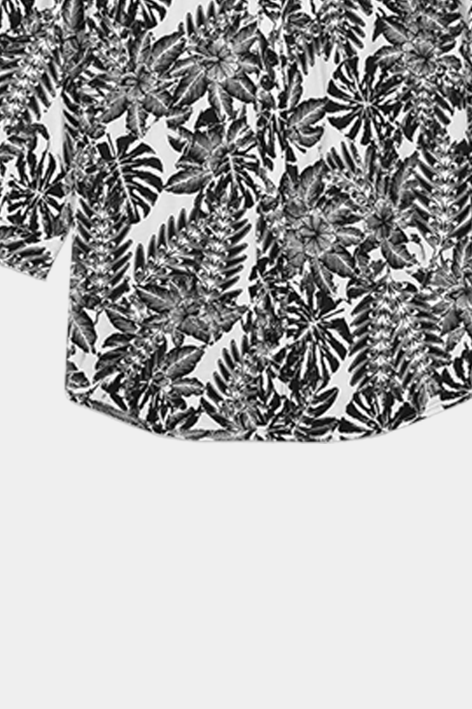 Black & White Floral Leaf Print Co-Ord Set - MYK_Fatimas
