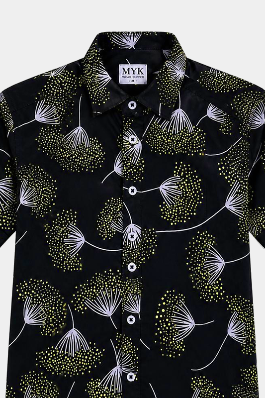 Tropical Bloom Black Shirt & Shorts Set for Kids - MYK_Fatimas