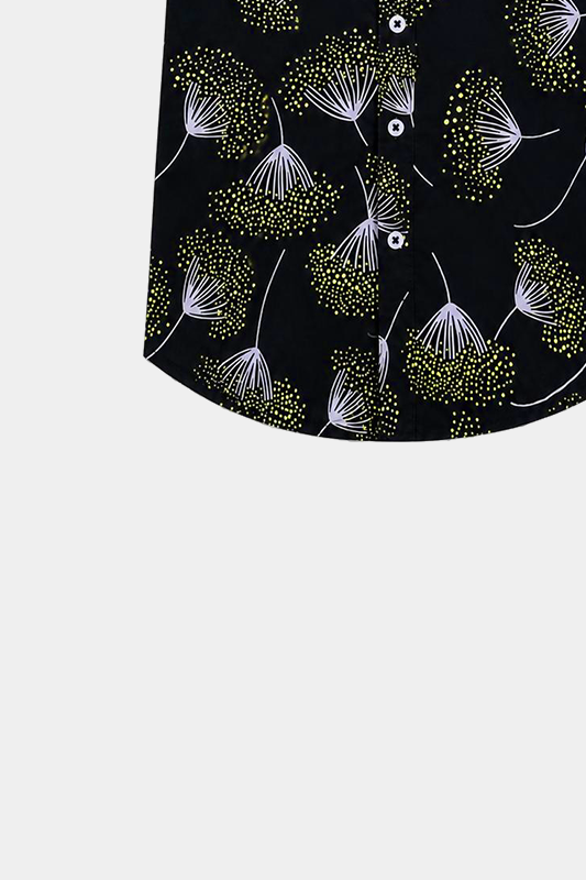 Tropical Bloom Black Shirt & Shorts Set for Kids - MYK_Fatimas