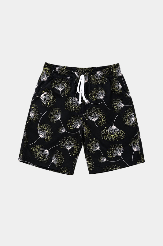 Tropical Bloom Black Shirt & Shorts Set for Kids - MYK_Fatimas