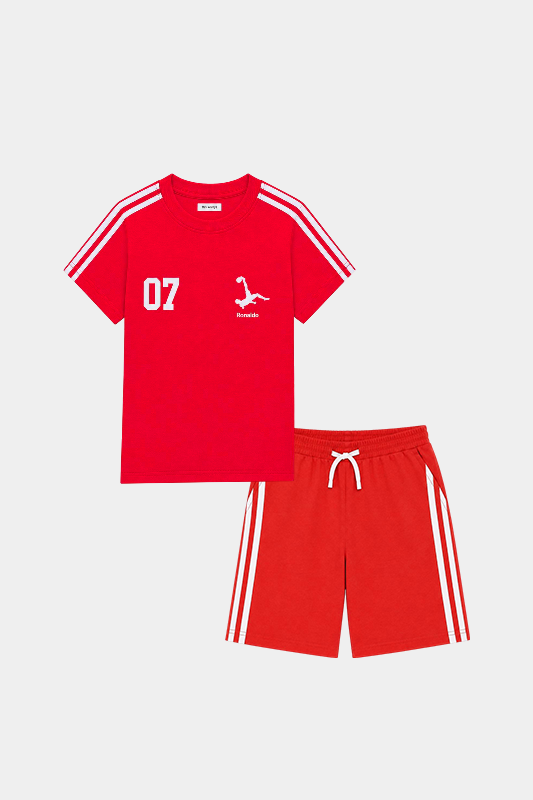 Ronaldo Red Sports T-Shirt & Shorts Set – Style Meets Action! - MYK_Fatimas