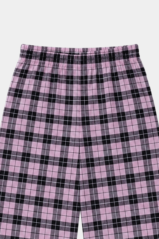 Girls 3 Pcs Bunny Printed Checkered Summer Co-Ord Set – Pink & Black - MYK_Fatimas