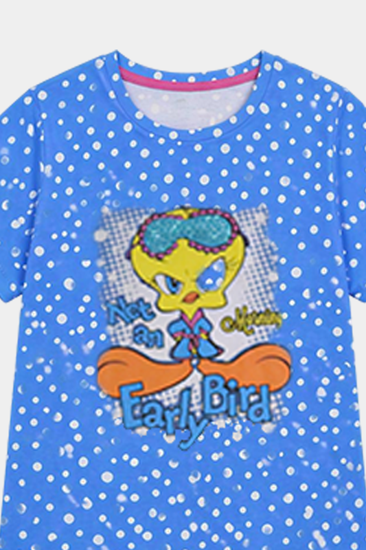 Baby Girl Tweety Printed Blue Dot Tee - MYK_Fatimas