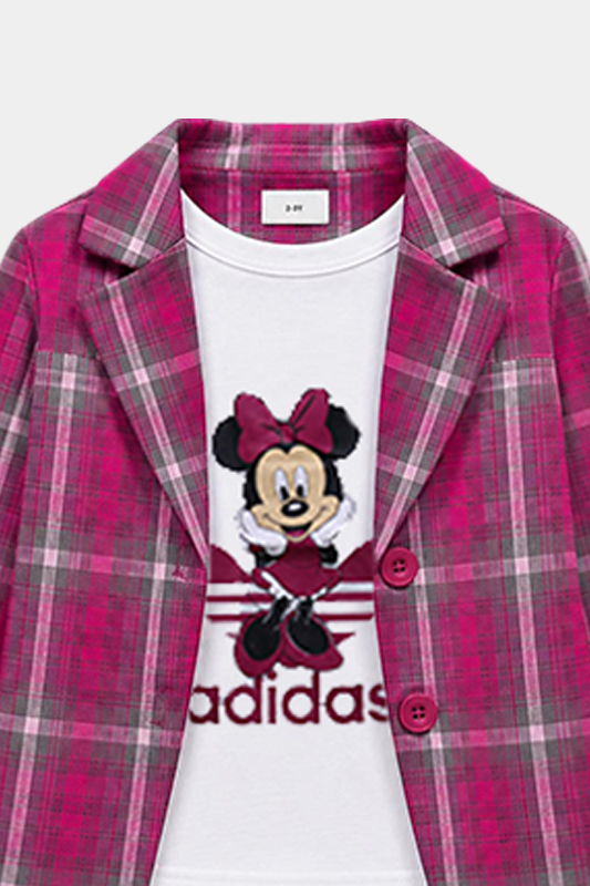 Girls 3 Pcs Pink Check Co-Ord Set - MYK_Fatimas