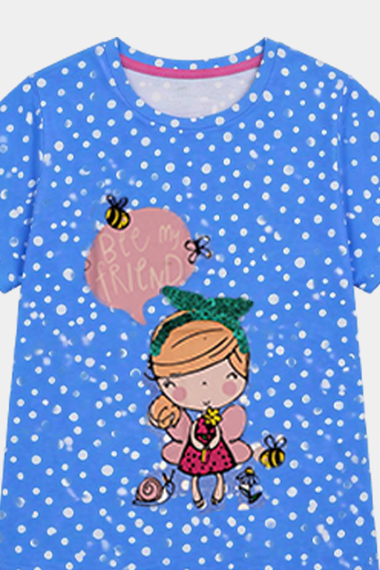 Baby Girl Dot Blue Bee Printed tee - MYK_Fatimas