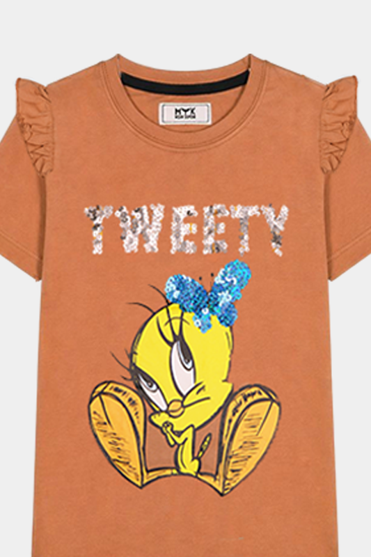 Baby Girl Tweety Sequence Frill Sleeves tee - MYK_Fatimas