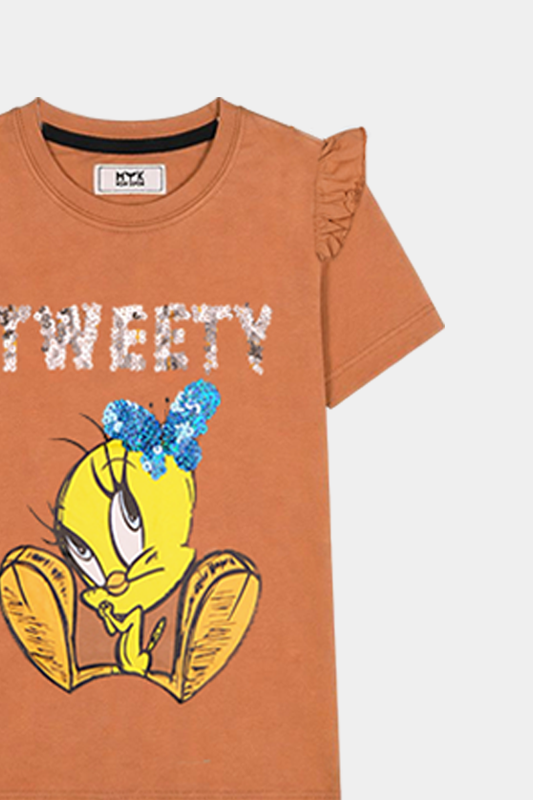 Baby Girl Tweety Sequence Frill Sleeves tee - MYK_Fatimas