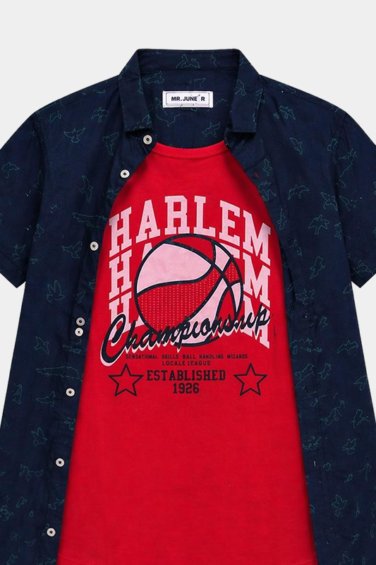 Boys' Harlem Basketball Graphic Tee with Open Shirt - MYK_Fatimas