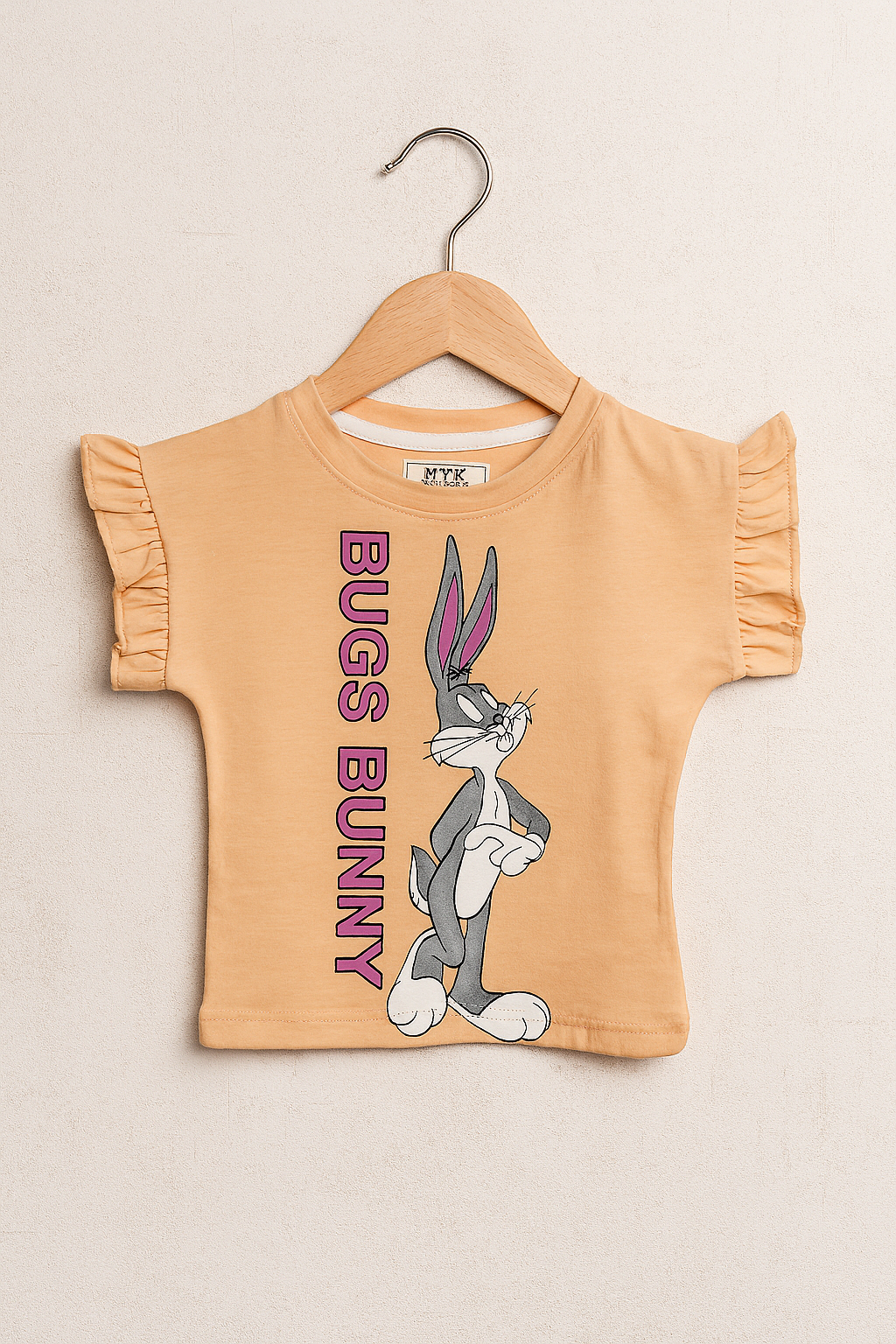 Bugs Bunny Girls Summer Outfit – Peach Ruffle Sleeve Set