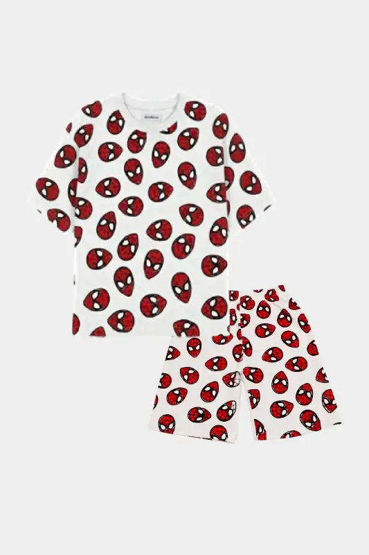 Superhero Printed Summer Nicker Shirt Set