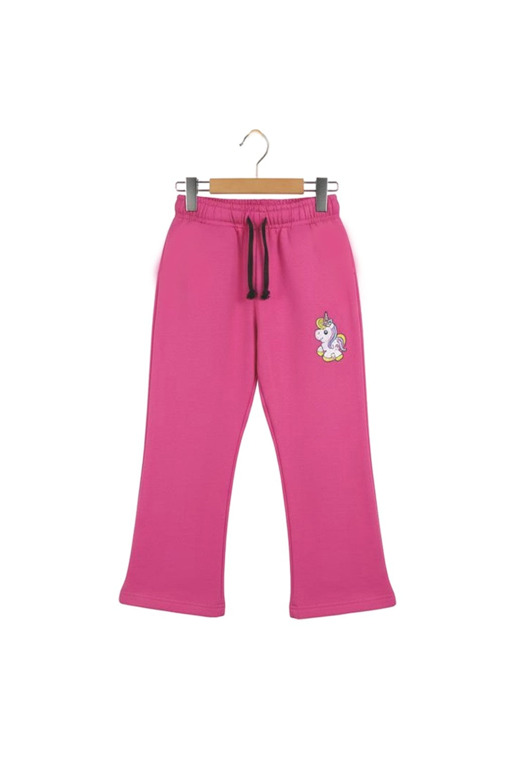 Girls Dark Pink Unicorn Warm Fleece Trousers