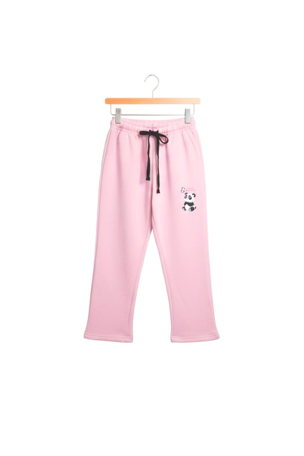 Girls Light Pink Panda Warm Fleece Trousers